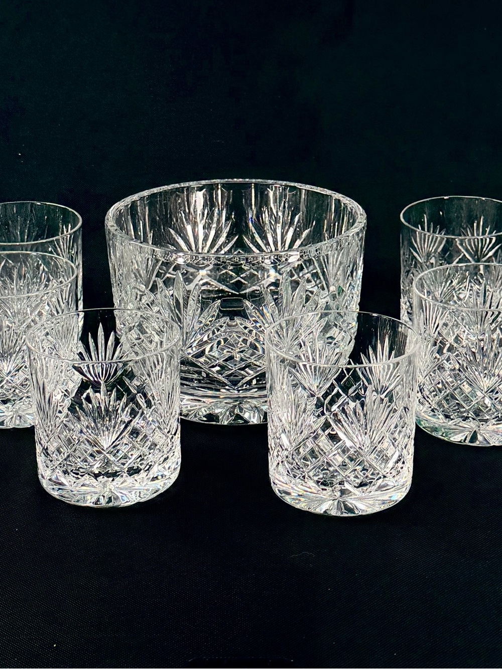 Edinburgh Lead Crystal Whiskey Tumbler Set with Matching Ice Bucket